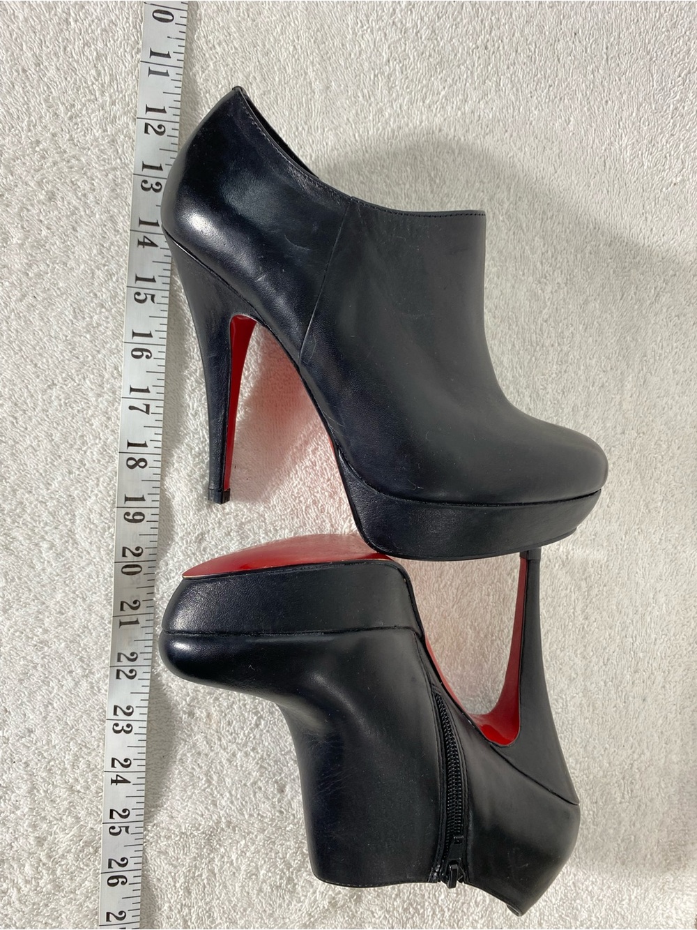 Le Chateau Black Leather Platform Heel Ankle Booties W Red Soles 7 - Picture 14 of 15